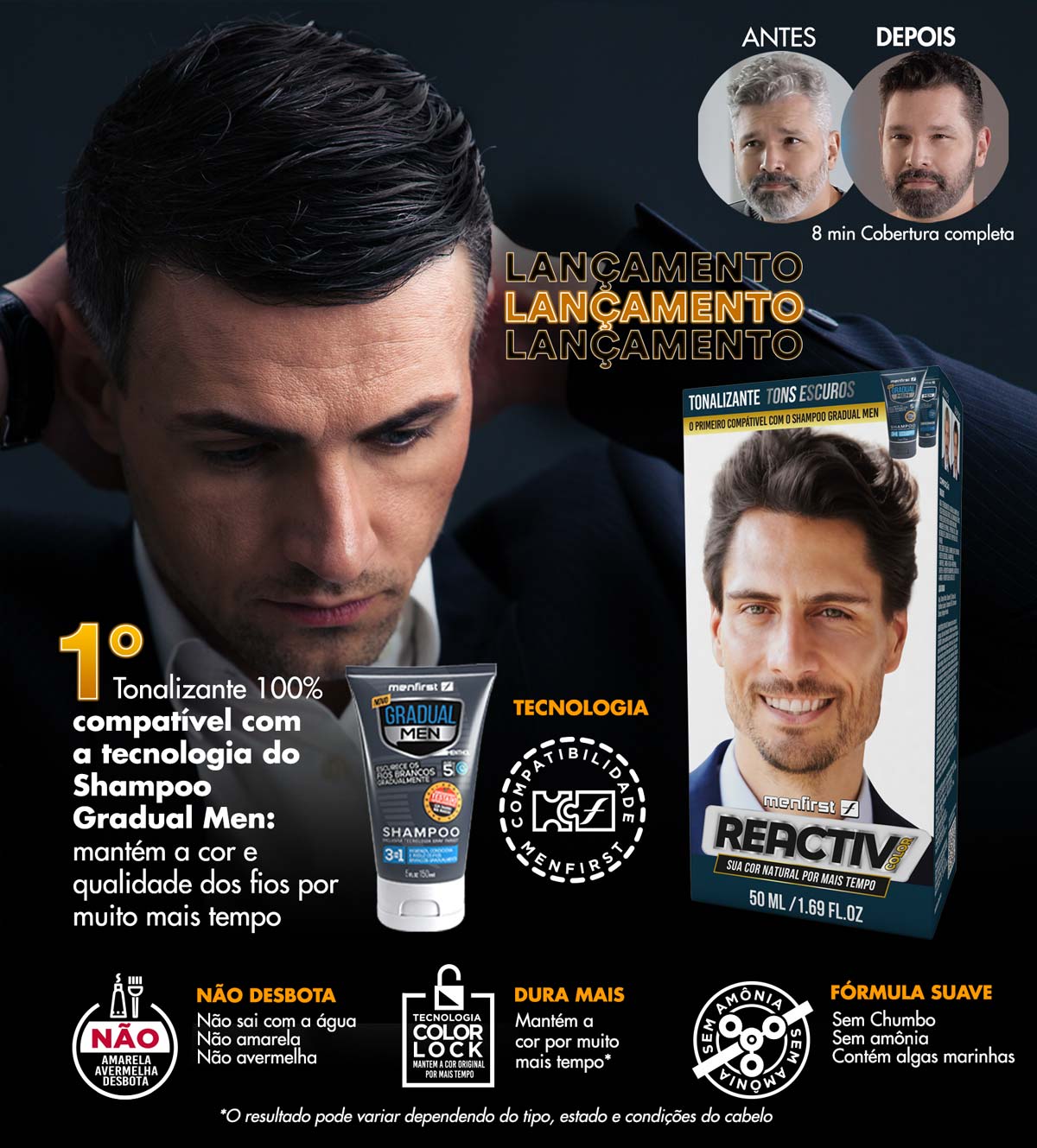 Tonalizante para homens, tintura que escurece cabelos brancos masculinos, tintura de cabelo para homens