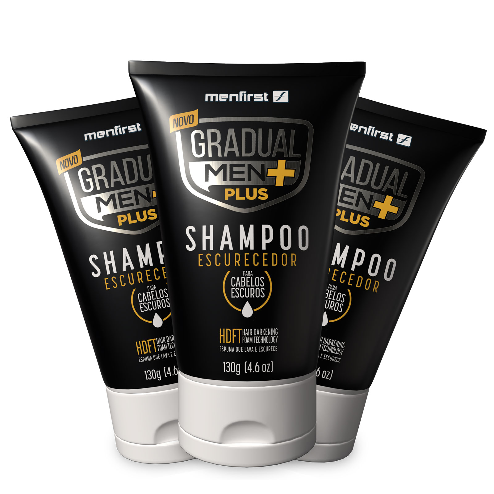 3x Shampoo Escurecedor de Cabelo Gradual Men PLUS + Potente - Total 3 Produtos  - MenFirst