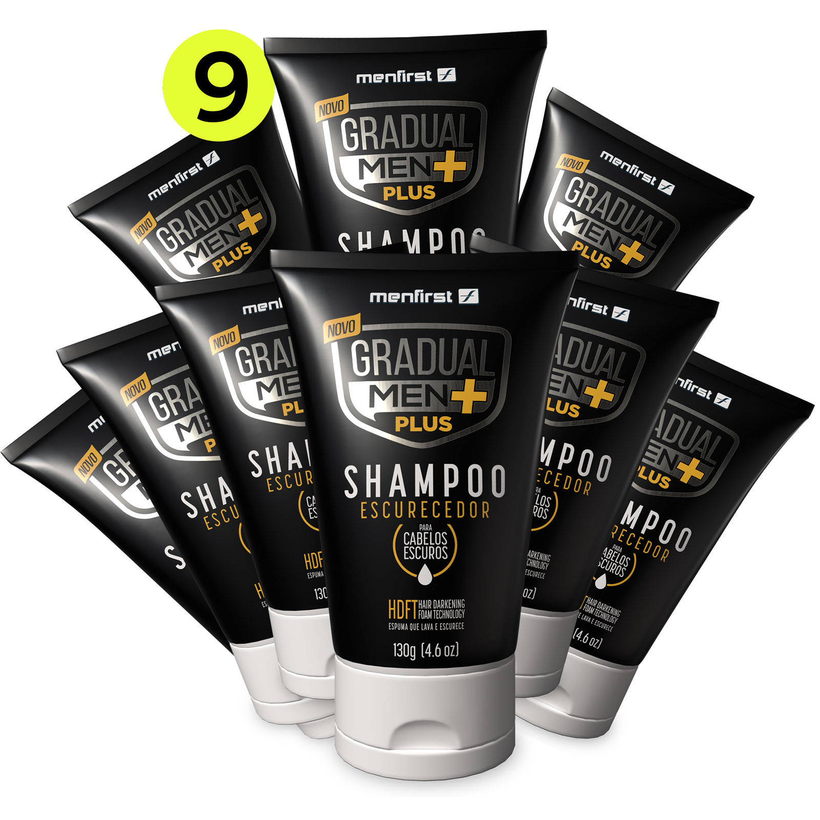 9x Shampoo Escurecedor de Cabelo Gradual Men PLUS + Potente - Total 9 Produtos