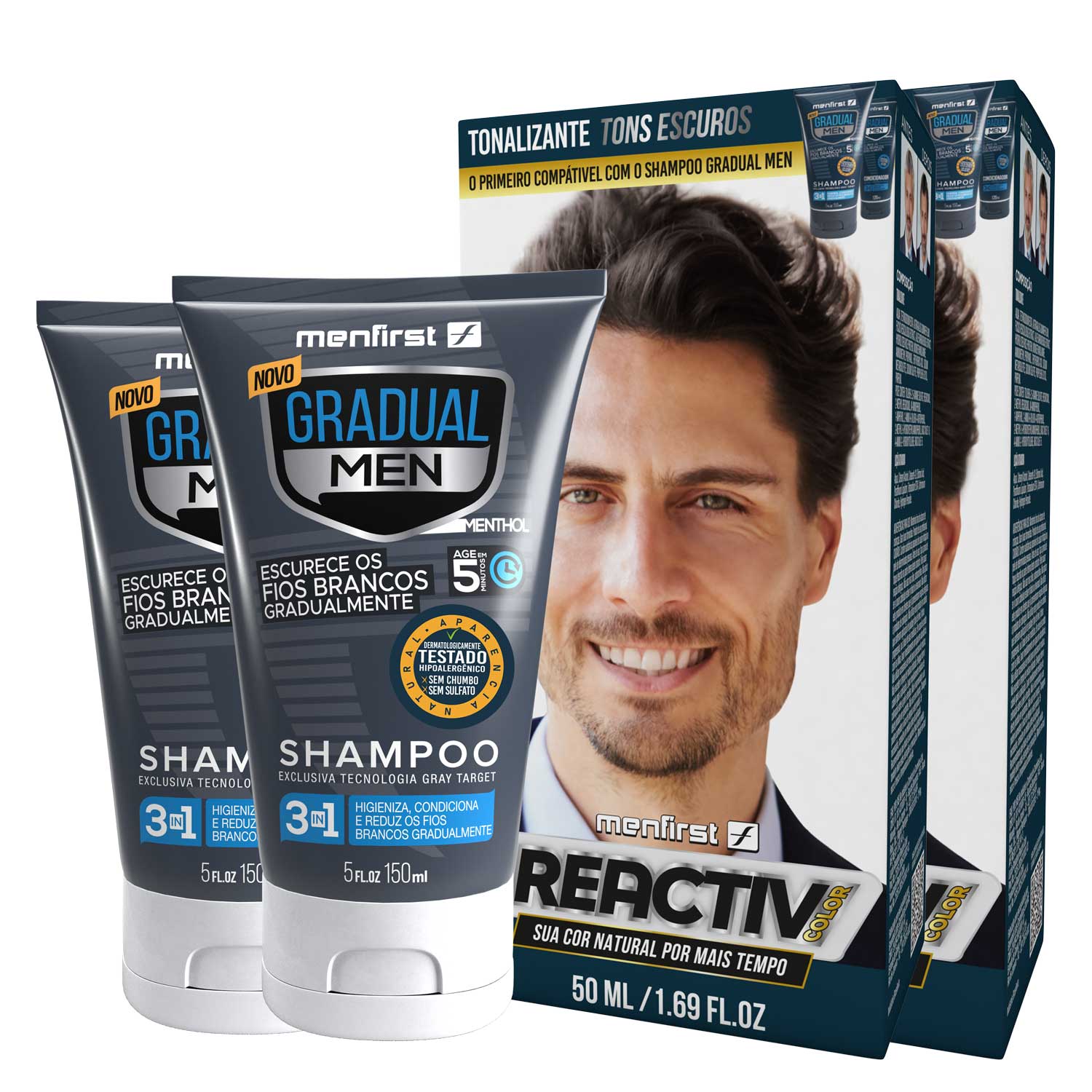 Combo 2 Tonalizante + 2 Shampoo Cabelo Black - Total 4 Produtos