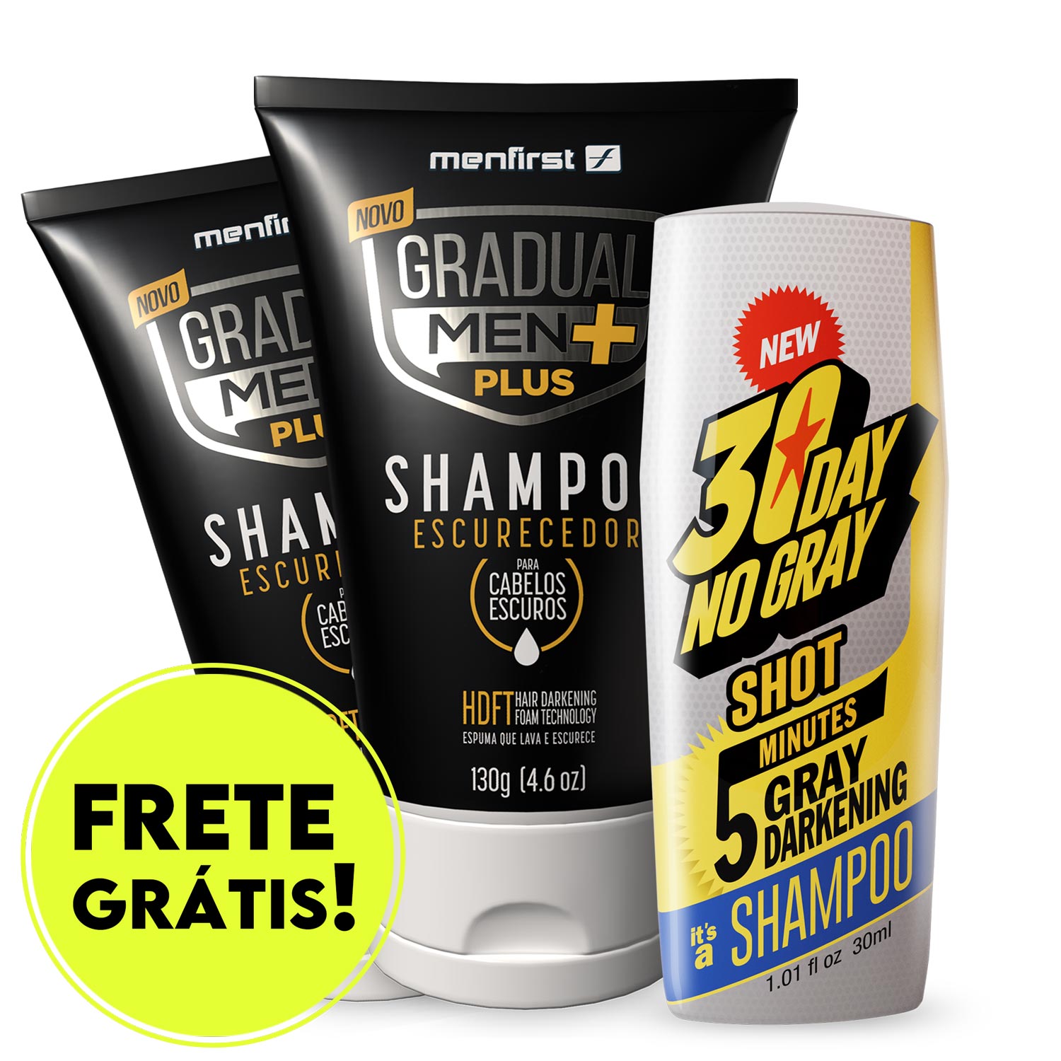 Combo 30 Day No Gray + 2 Gradual Men Plus Shampoo
