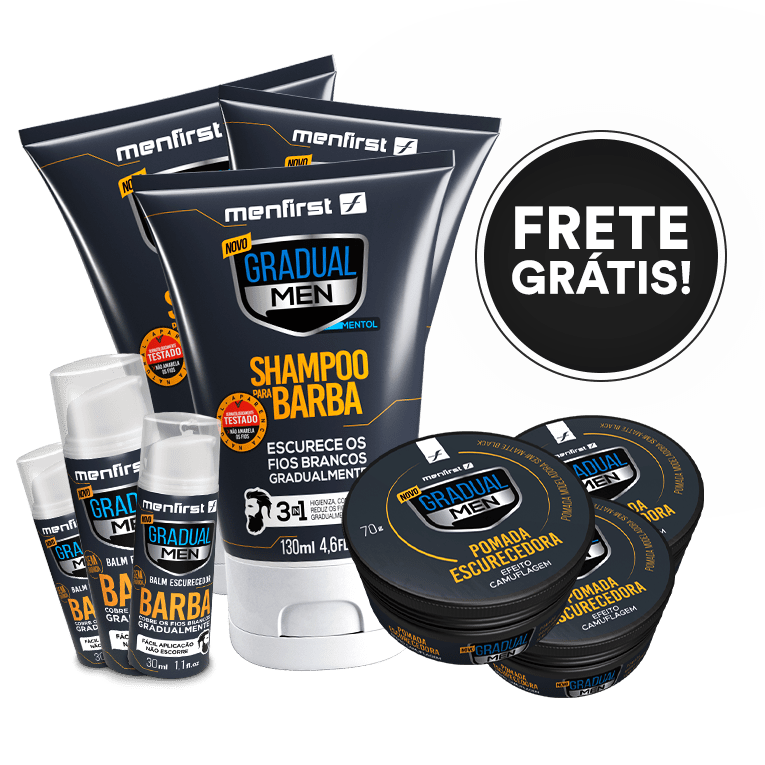 Gradual Men Barba (3x) - Escurecimento de Barba Branca  - Total 9 Produtos