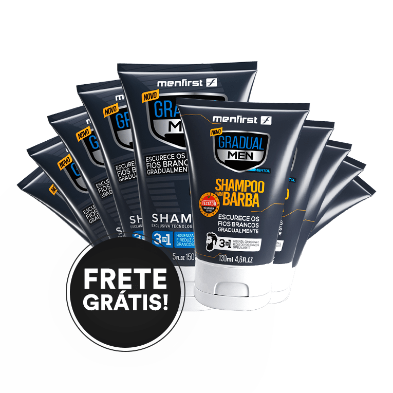 Combo Shampoo Gradual Men (5x) - Escurecimento gradual de cabelos Brancos Total 10 Produtos