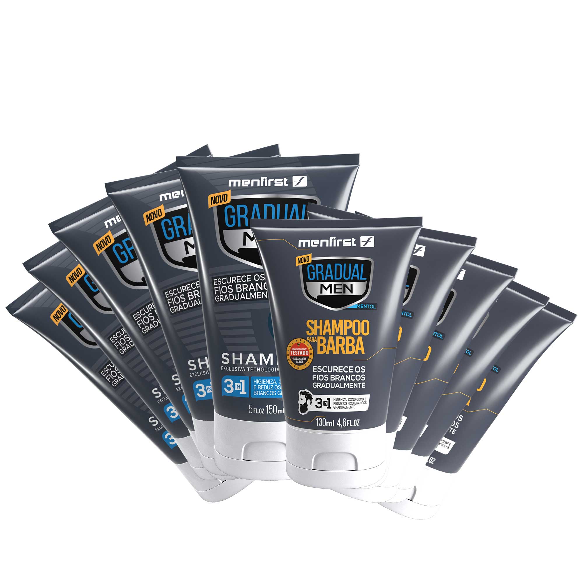 Combo Shampoo Gradual Men (5x) - Escurecimento gradual de cabelos Brancos Total 10 Produtos  - MenFirst