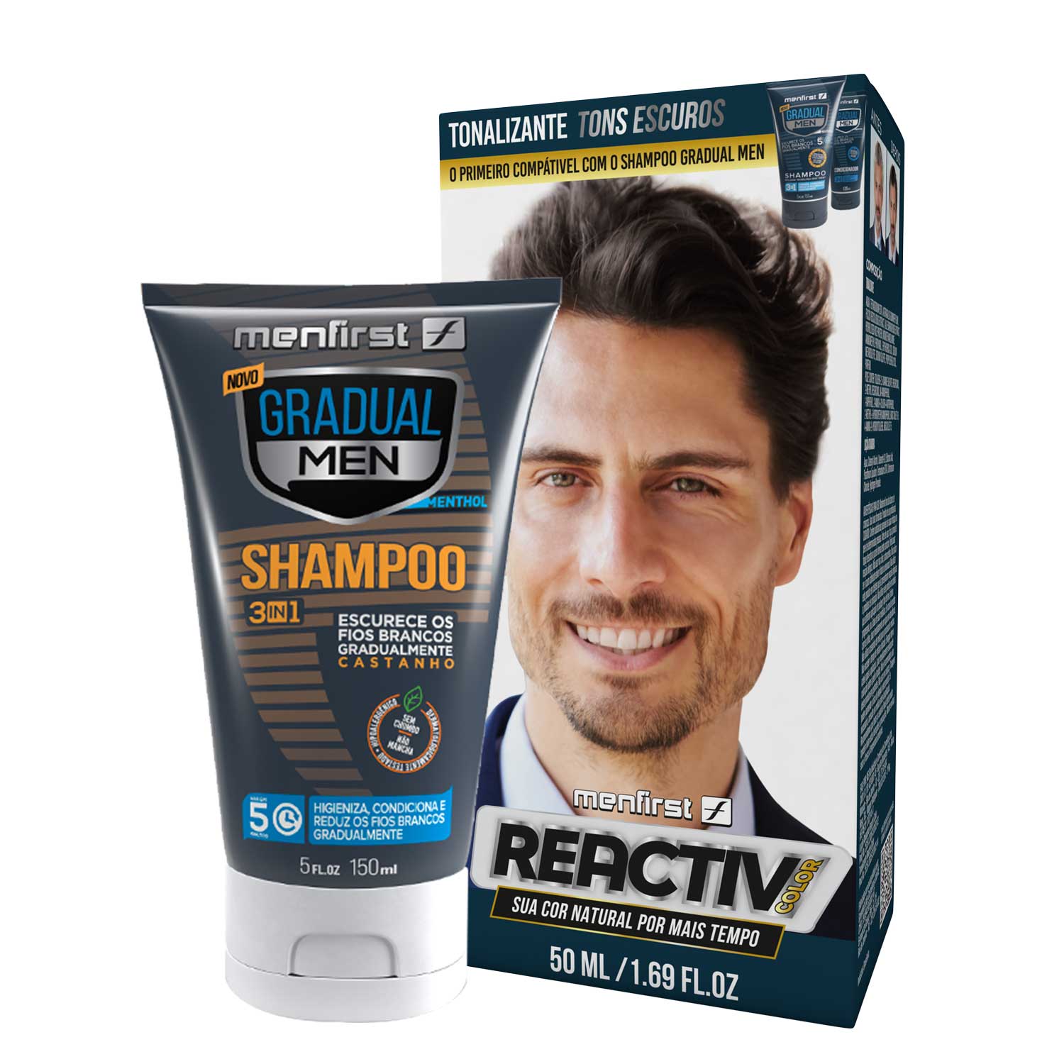 Combo Tonalizante + Shampoo Cabelo Castanho - Total 2 Produtos