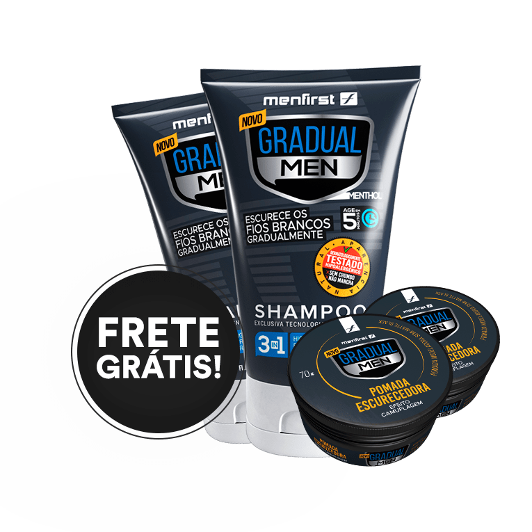 Gradual Men Cabelo (2x) - 2 Shampoo Escurecedor + 2 Pomada - Recurece cabelos brancos  - Total 4 Produtos