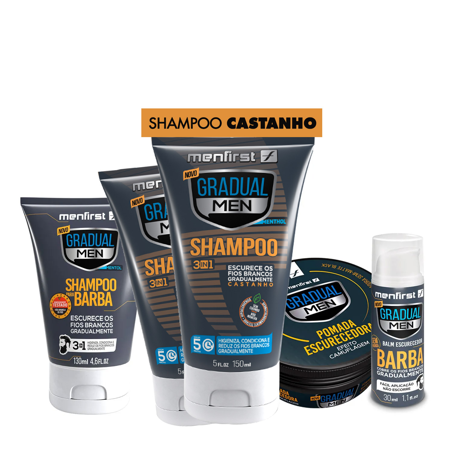 Kit Pai Barba, Cabelo e Bigode | Tons Castanhos