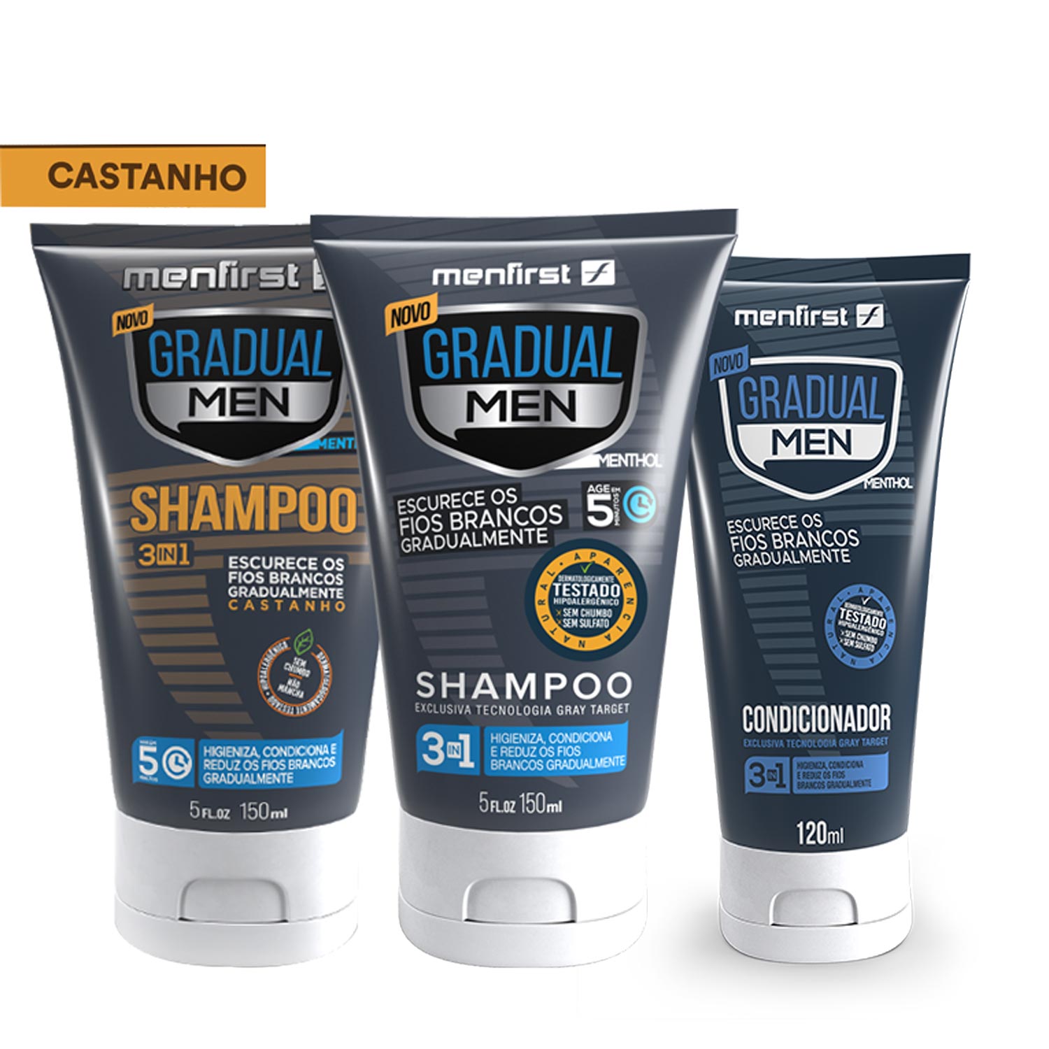 Kit Promo Shampoo Black + Condicionador Black + Shampoo Castanho - Menfirst