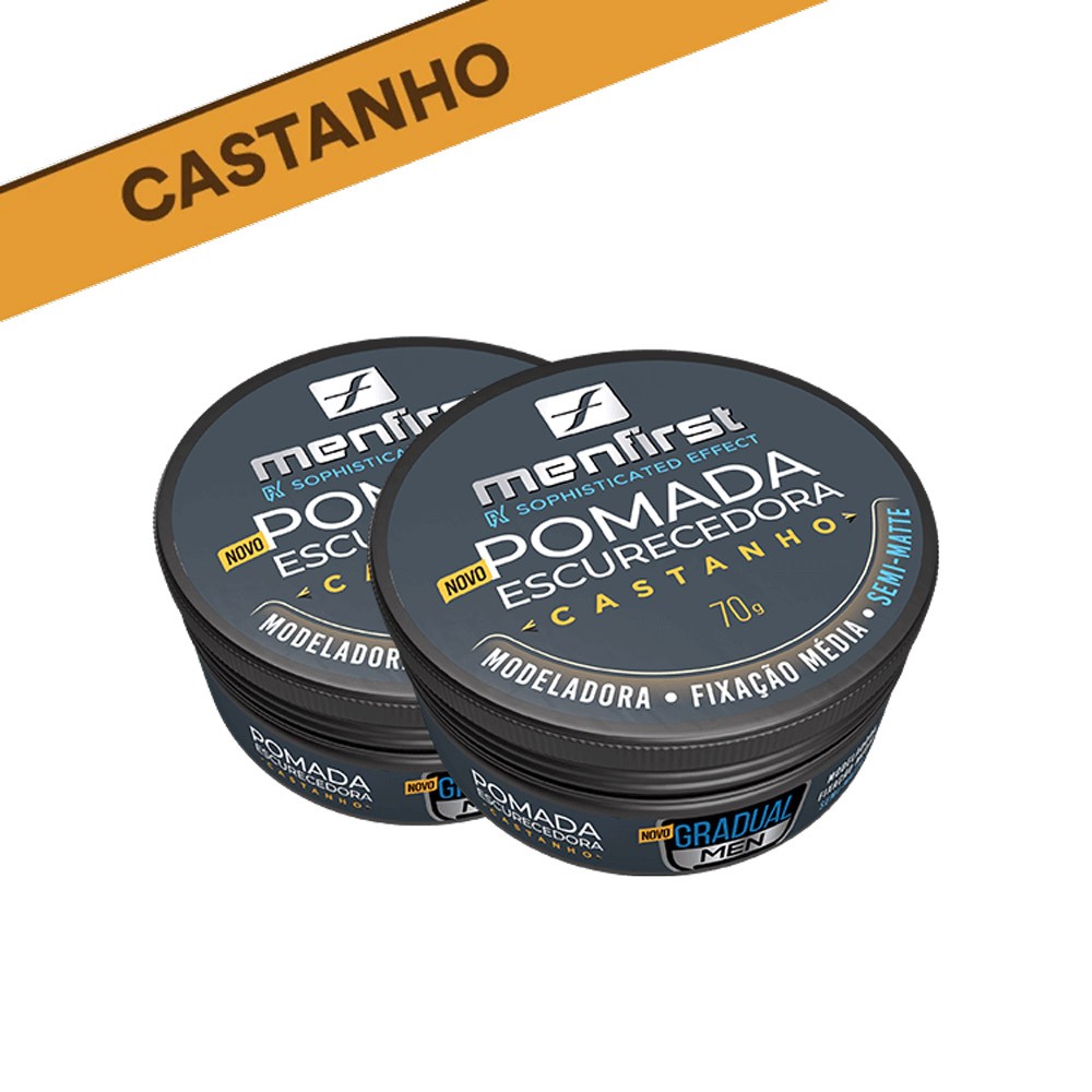 Pomada Escurecedora de Cabelos Brancos e Barba | CASTANHO | 2x | Menfirst - Total 2 Produtos