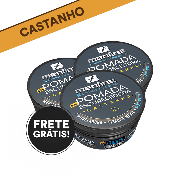 Pomada Escurecedora de Cabelos Brancos e Barba | CASTANHO | 3x | Menfirst - Total 3 Produtos