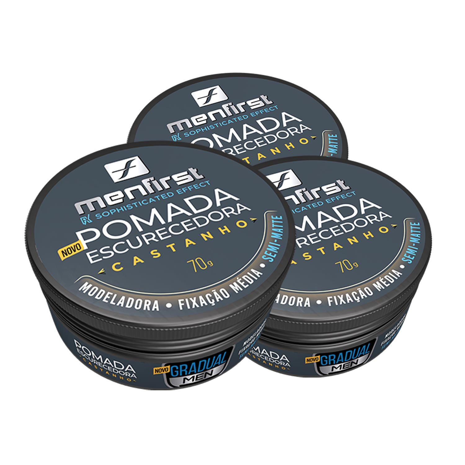 Pomada Escurecedora de Cabelos Brancos e Barba | CASTANHO | 3x | Menfirst  - Total 3 Produtos  - MenFirst