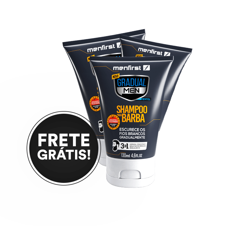 Shampoo Gradual Men Barba (3x) - Escurece Barba branca  - Total 3 Produtos