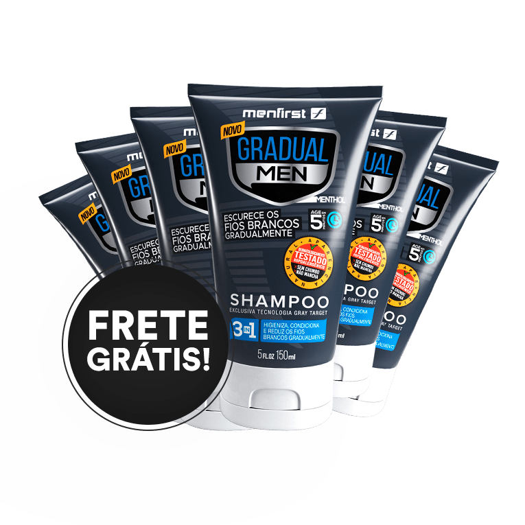 Shampoo Gradual Men Cabelo (6x) - Escurece cabelos Brancos  - Total 6 Produtos