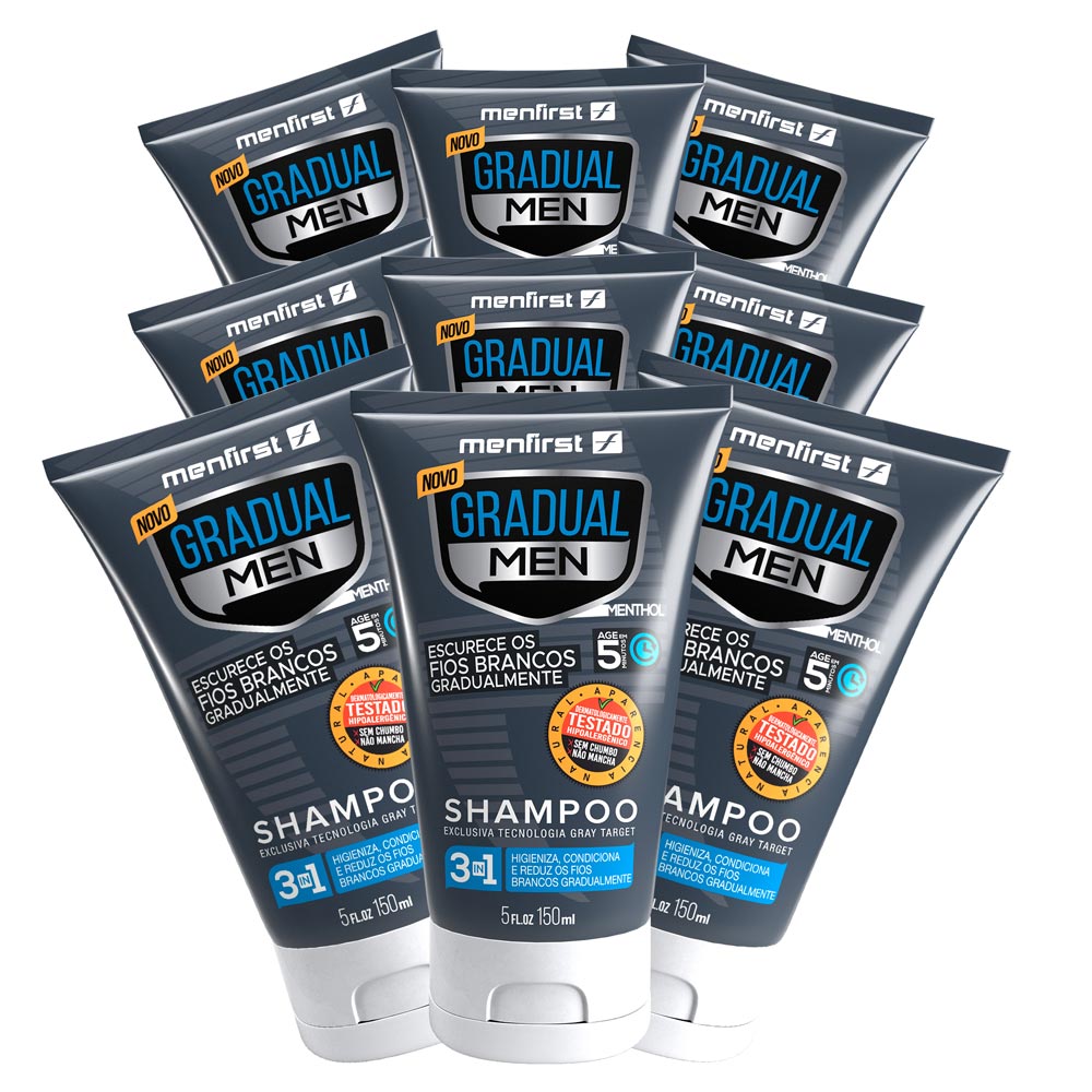 Shampoo Gradual Men Cabelo (9x)  - Total 9 Produtos  - MenFirst