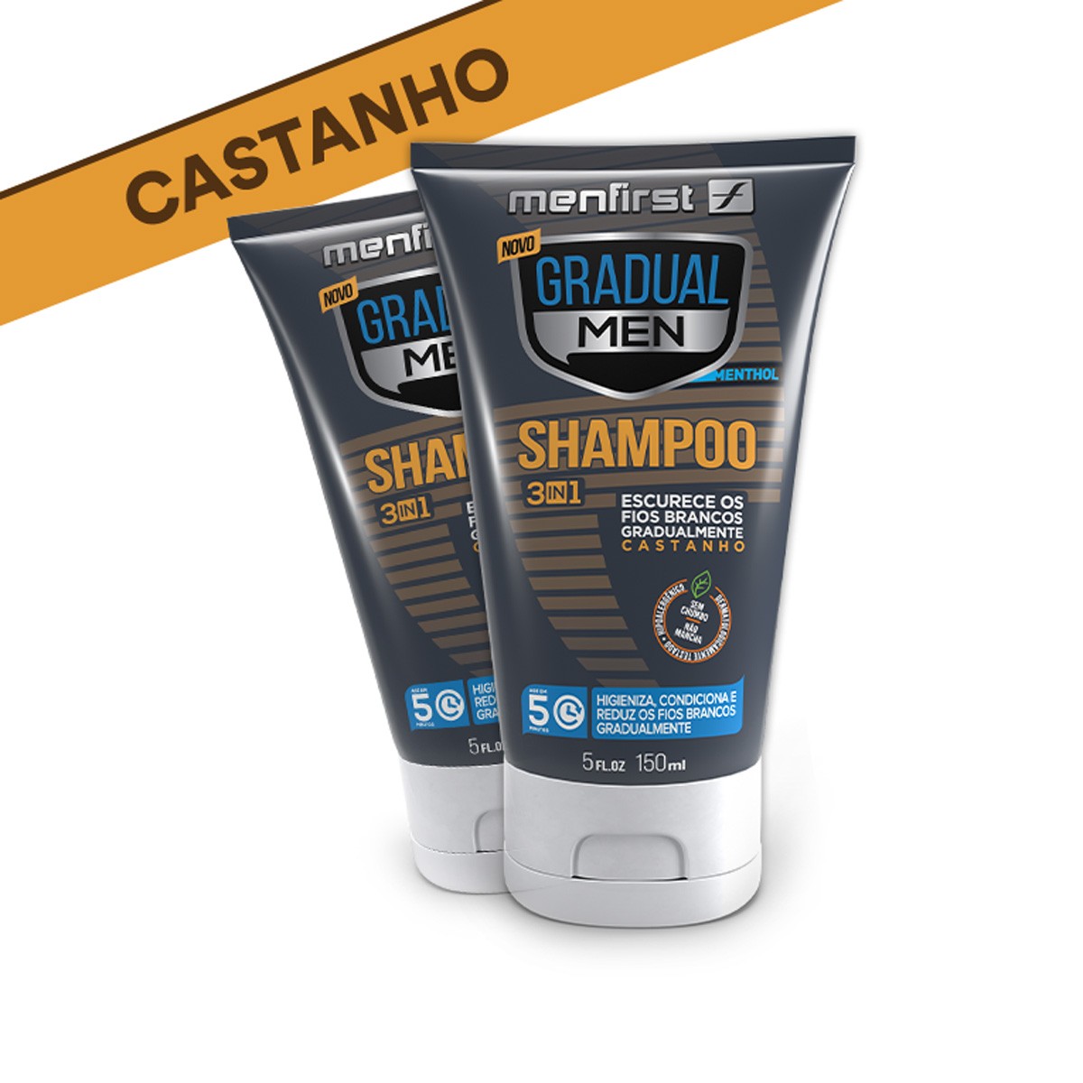 SHAMPOO GRADUAL MEN CASTANHO - CABELO (2x) - Total 2 Produtos