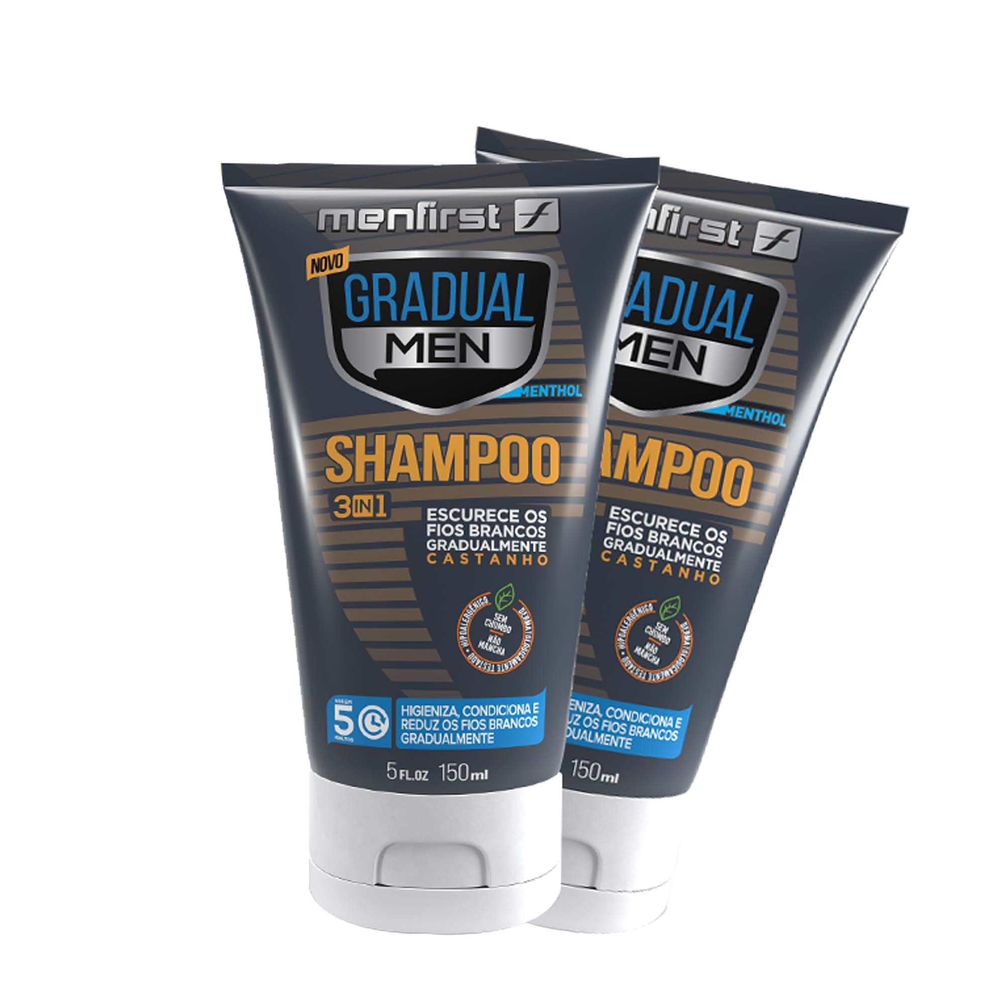 SHAMPOO GRADUAL MEN CASTANHO - CABELO (2x)  - Total 2 Produtos  - MenFirst
