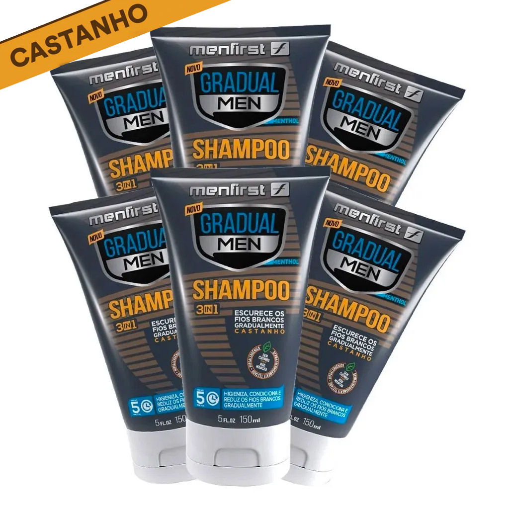 SHAMPOO GRADUAL MEN CASTANHO - CABELO (6x) - Total 6 Produtos