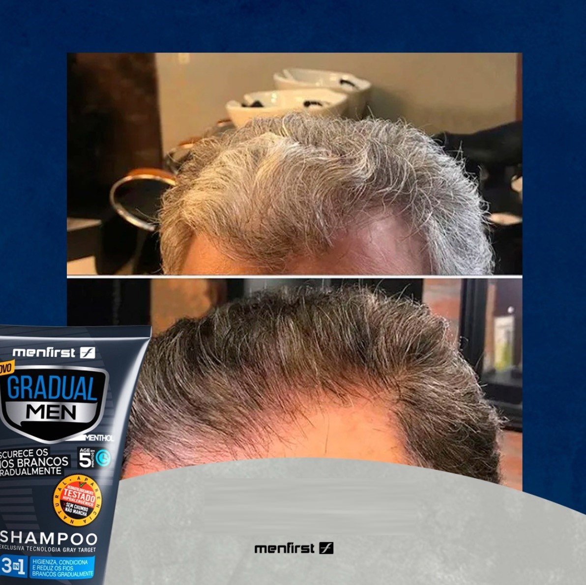 Shampoo Escurecedor de Cabelo Gradual Men | Menfirst (3x) - Total 3 Produtos - MenFirst Shampoo Escurecedor de Cabelo Gradual Men | Menfirst (3x) - Total 3 Produtos - MenFirst