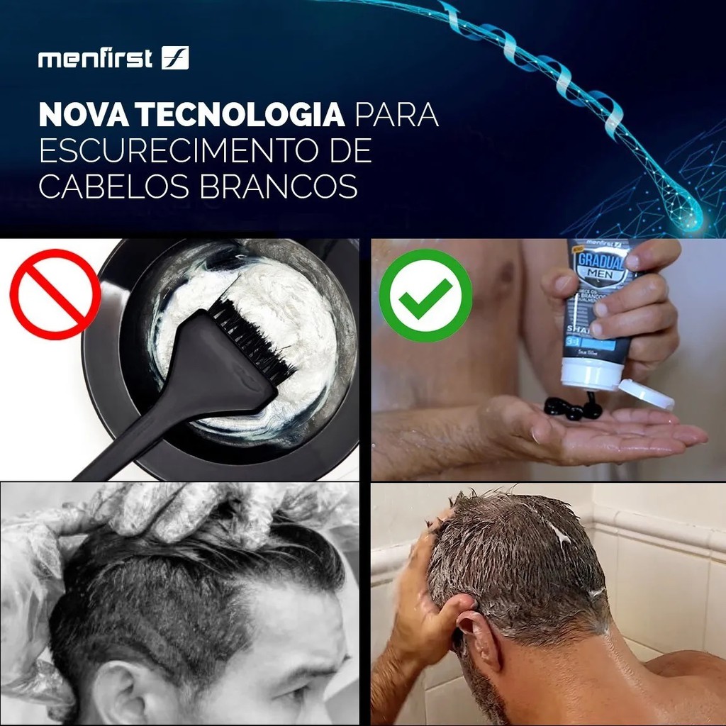 Shampoo Escurecedor de Cabelo Gradual Men | Menfirst (3x) - Total 3 Produtos - MenFirst Shampoo Escurecedor de Cabelo Gradual Men | Menfirst (3x) - Total 3 Produtos - MenFirst